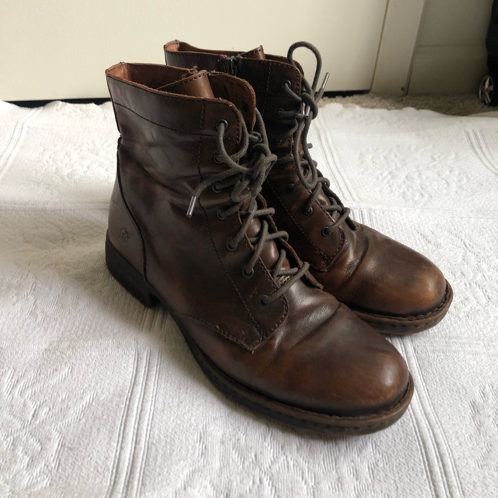 Born brown leather ankle boots